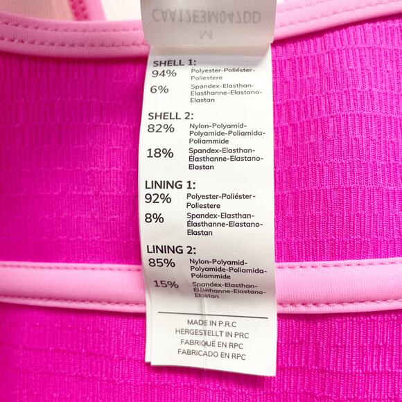 Cupshe Plunging Pink Piped Tummy Control One Piece Swimsuit Hot Neon Pink M - Picture 6 of 7